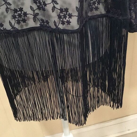 Wrap, H & M Womens Blue Wrap, L, Lace with fringe - Picture 7 of 9